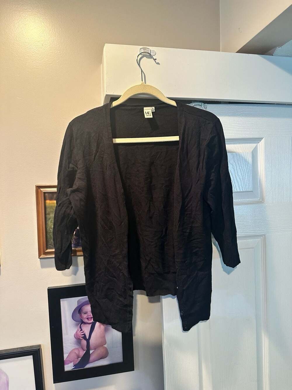 14th & Union Black Open-Front Cardigan Sweater